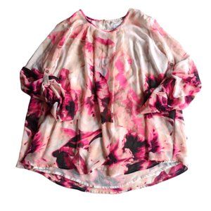 Calvin Klein Pink Fall Floral Chiffon Top - Size Small